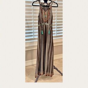 tank Striped Maxi Dress with Tassel Accents zipper on the side size xs
